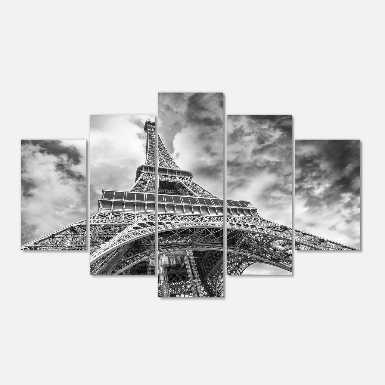 Designart - Black and White View of Paris Paris Eiffel Tower - Cityscape Canvas Print